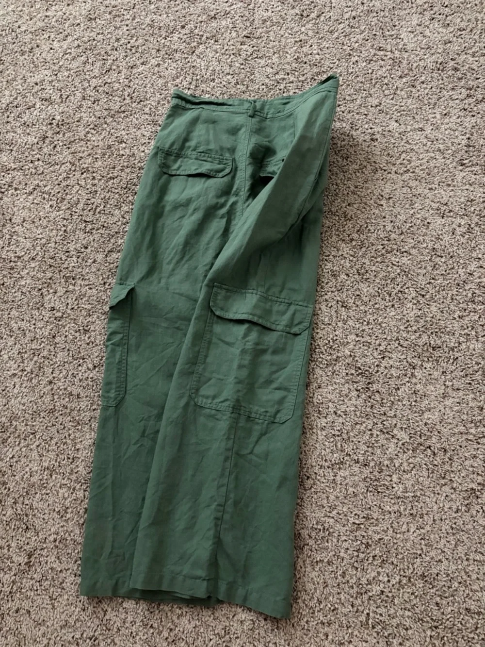 Zara Green High-Waist Linen Blend Skirt - Picture 3 of 5
